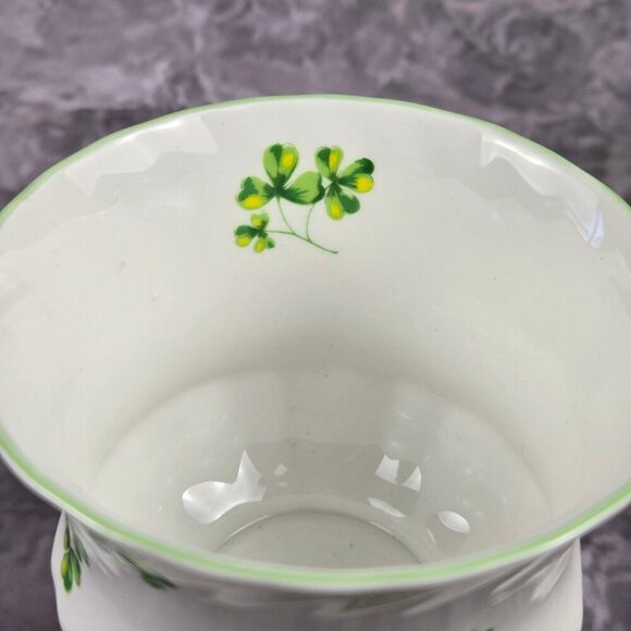Royal Dover Fine Bone China Shamrock Tea Cup and Saucer Green White Vintage - Picture 12 of 16